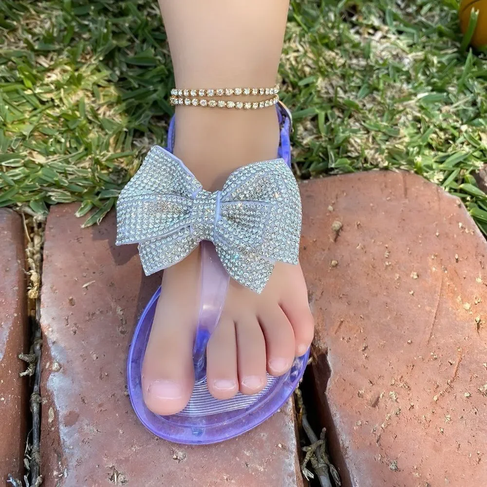 Clear Bling Bow Sling Back Little Girl Sandal
